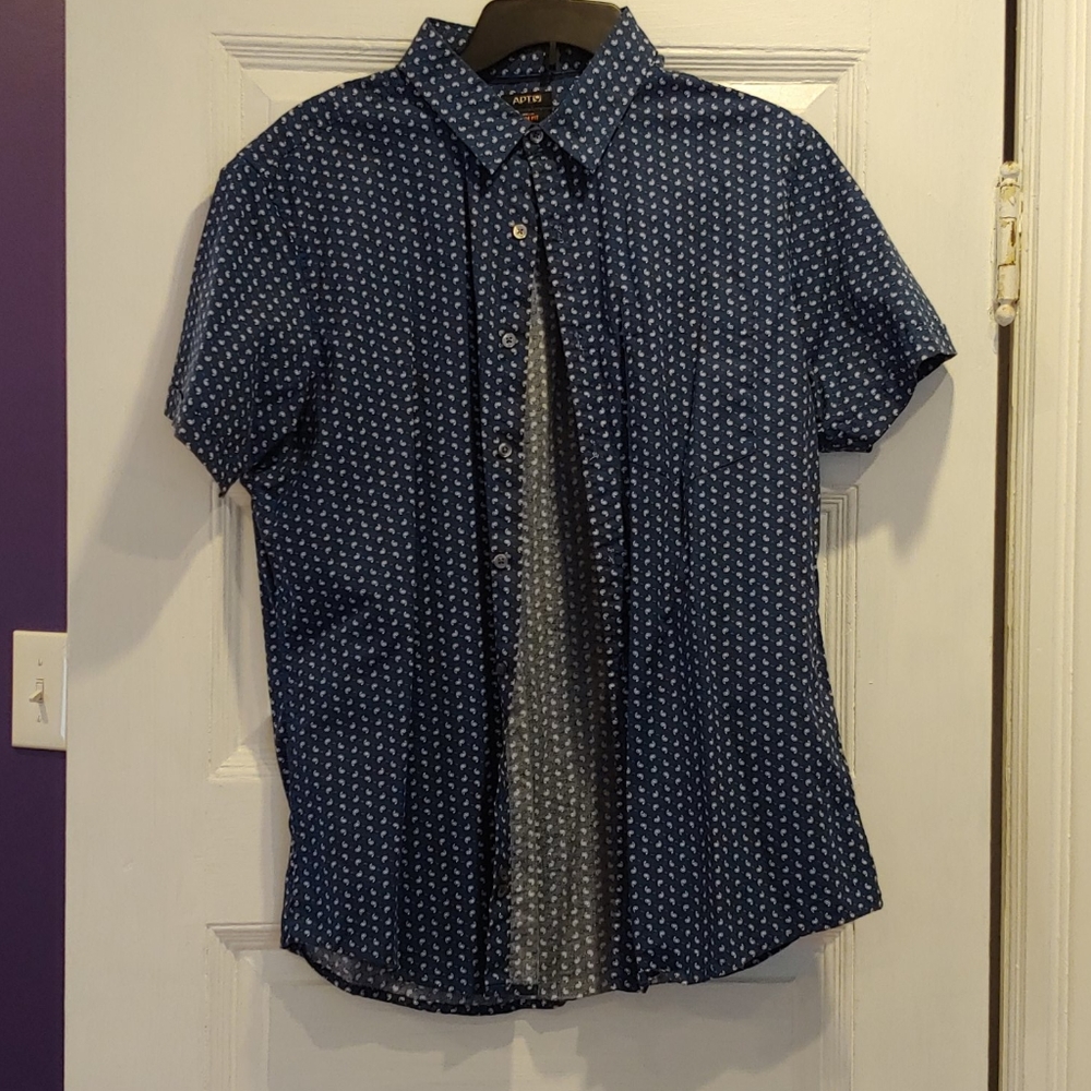 Blue paisley button down t-shirt